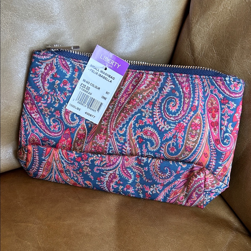 Liberty Vibrant Paisley Cosmetic Bag - Blue and Pink